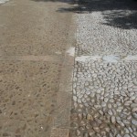 El pavimento de la plaza del Castillo se mejora y consolida respetando su estética original